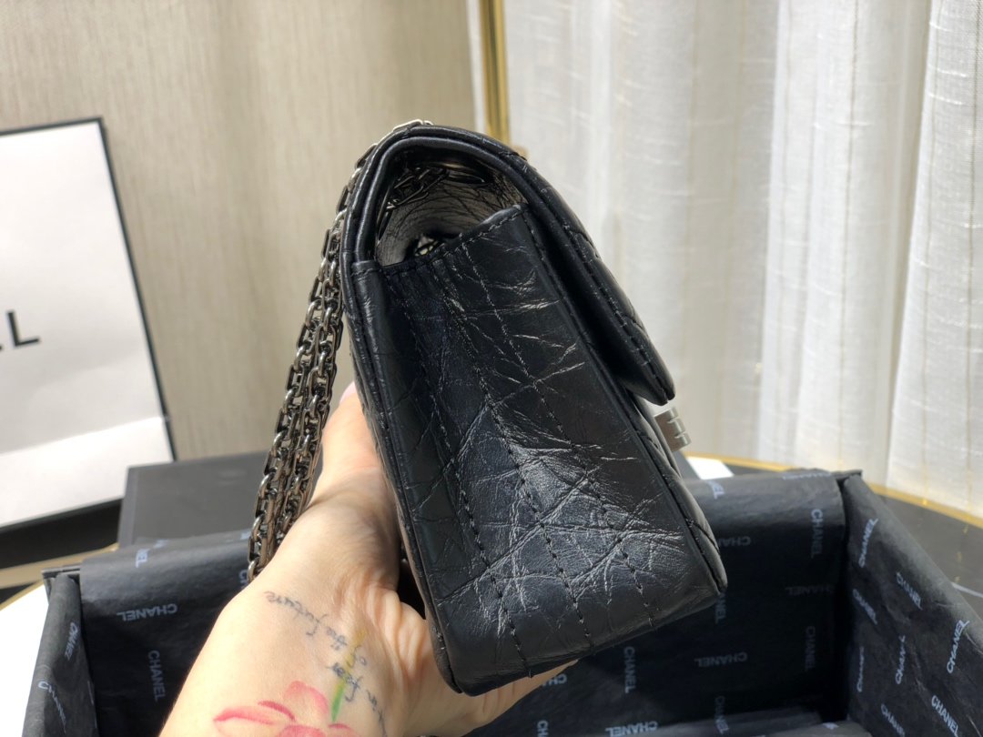 Ch**el mini 2.55 tasche silver metal as0874 15,5 × 20 × 6 cm