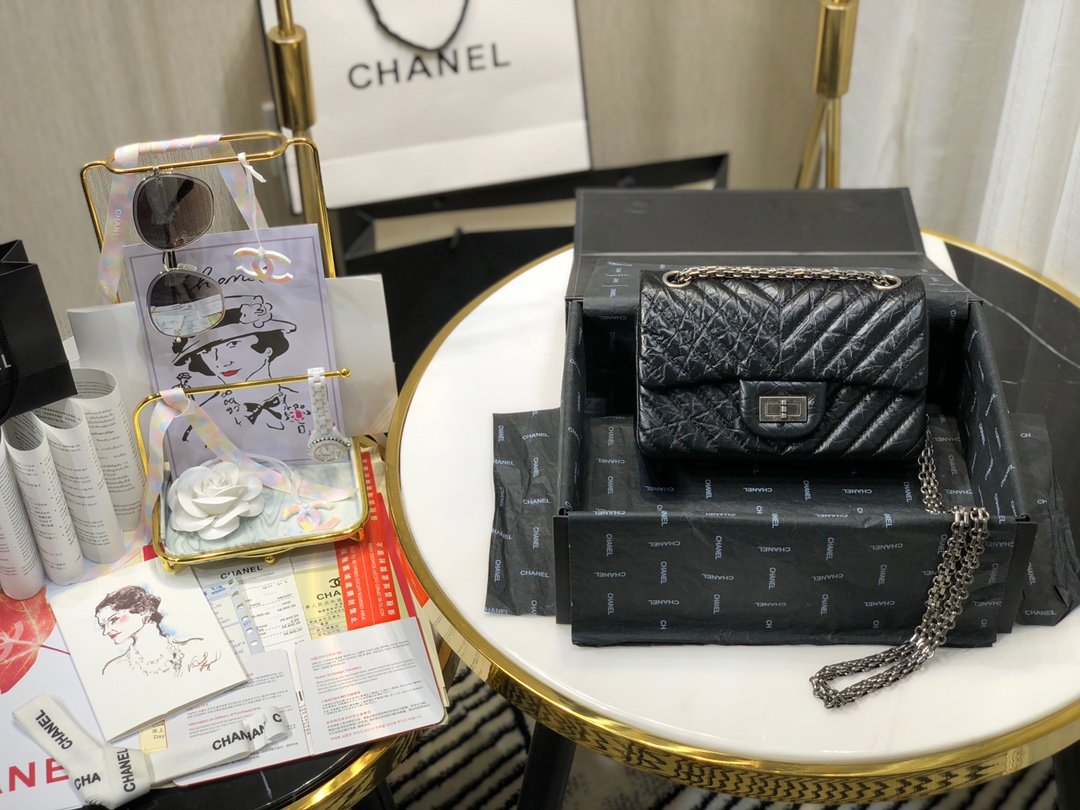 Ch**el mini 2.55 tasche silver metal as0874 15,5 × 20 × 6 cm