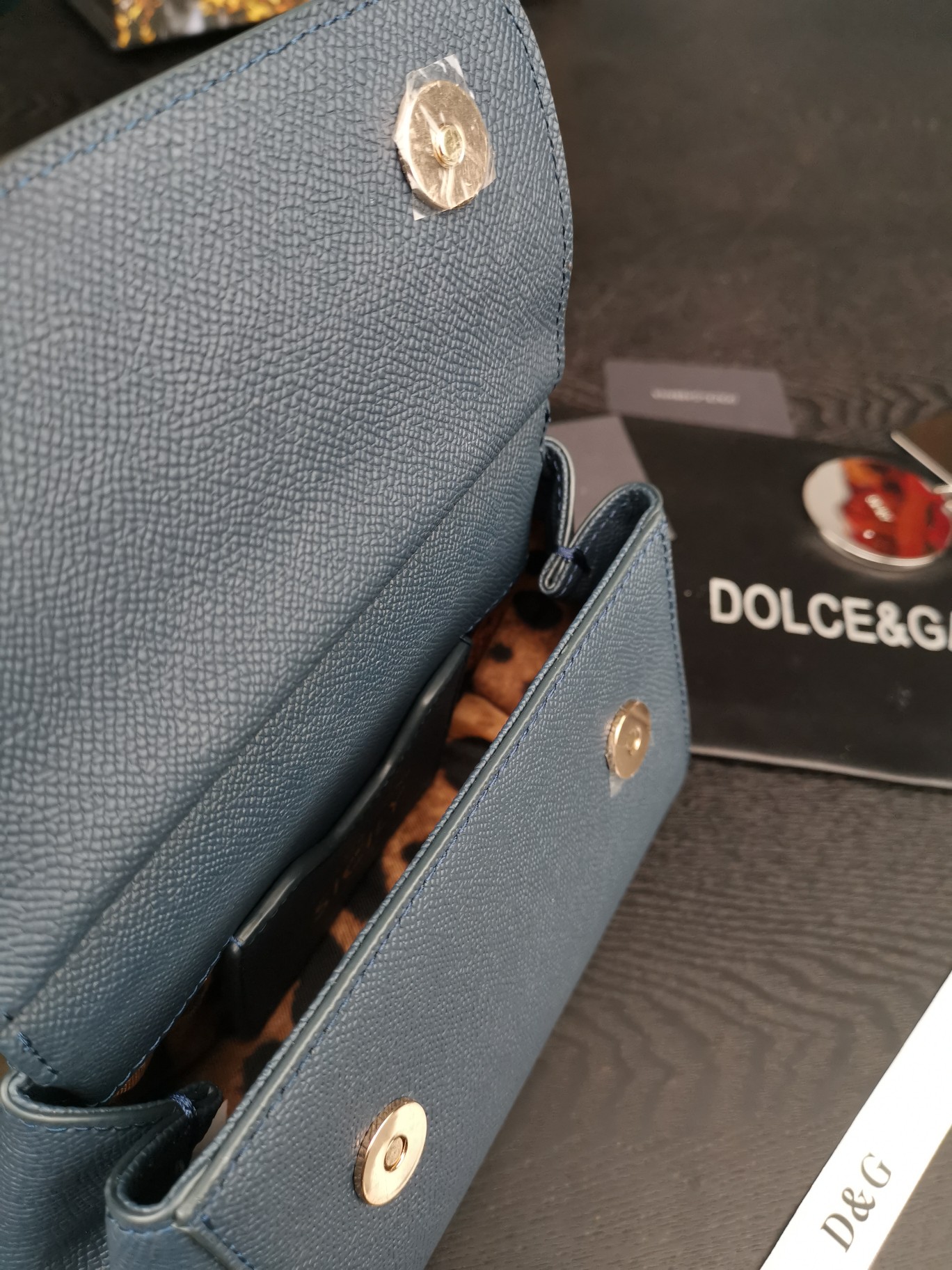 DOLCE&GABBANA MINI Dauphine Leather Sicily Bag Blue BB4825A1001 16 x 10 x 5 cm