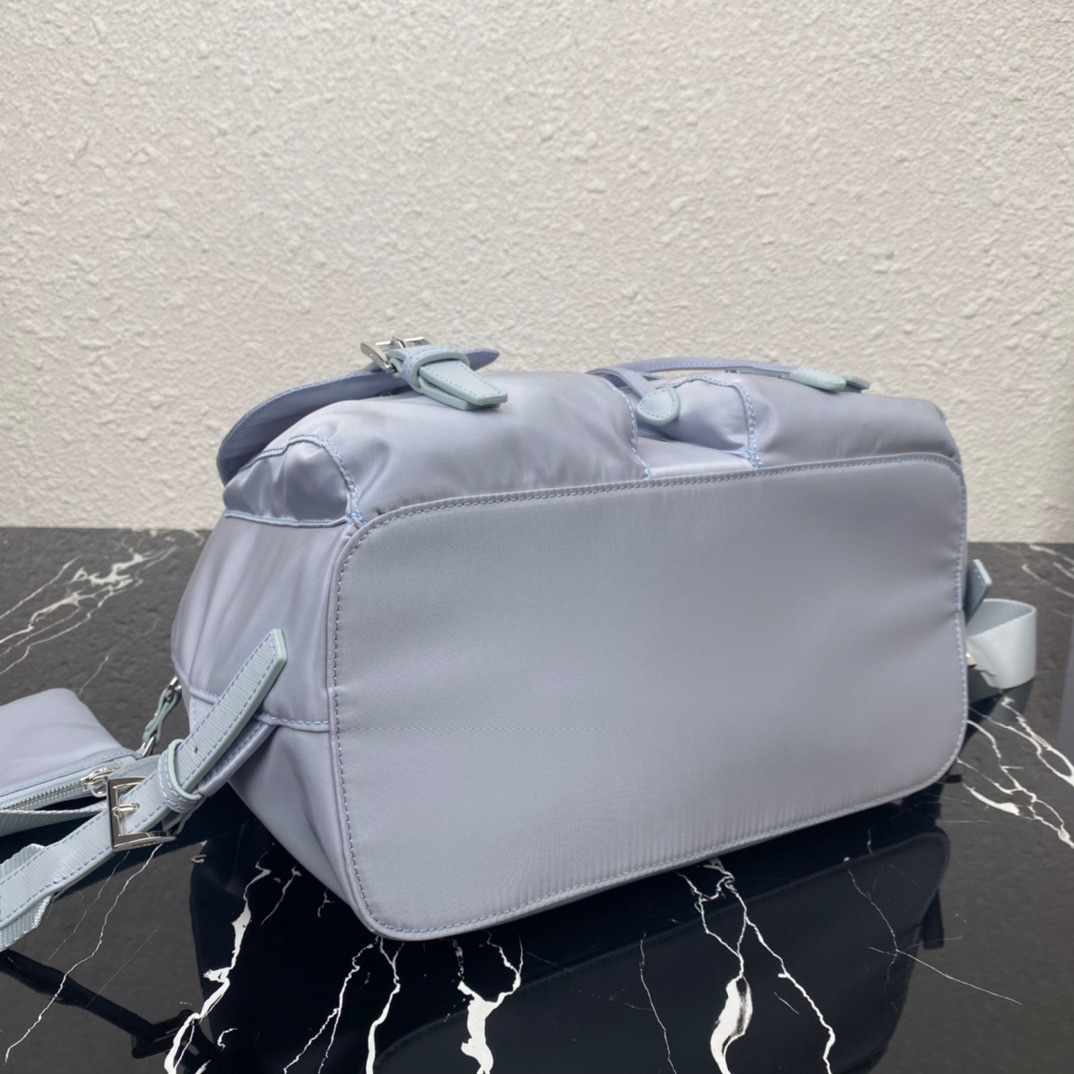 Pra*a medium nylon saffiano leather backpack light blue 1bz811 30 x 32 x 15 cm