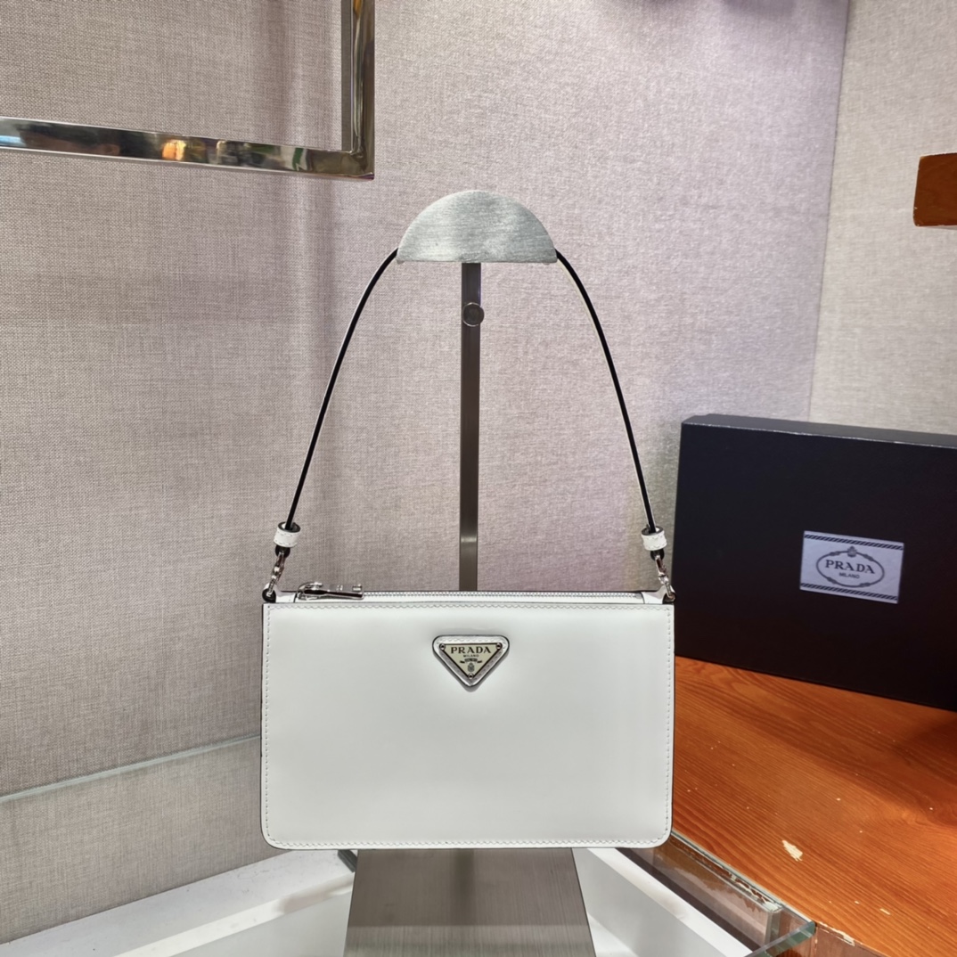 Pra*a mini saffiano leather bag white 1bc155 20 x 12 x 5.5 cm