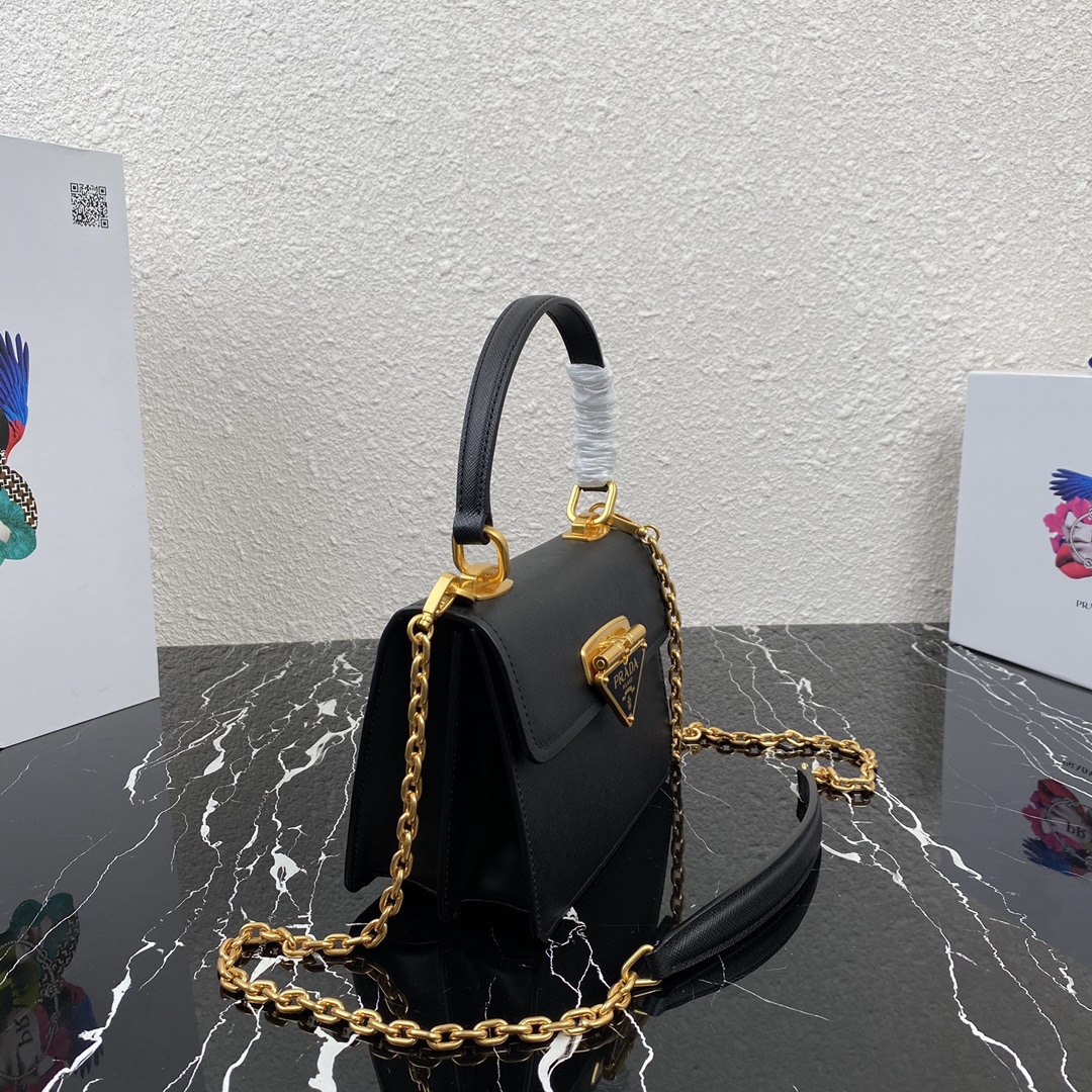 Pra*a symbole saffiano leather symbole bag black 1bn021 20 × 15 × 5 cm
