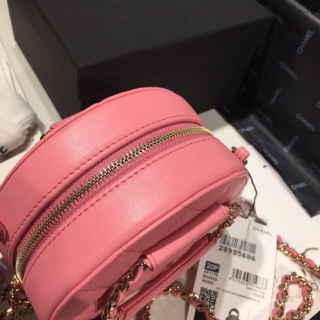 Ch**el woven chain handle round bag pink ap1176 2 x 12 x 5 cm