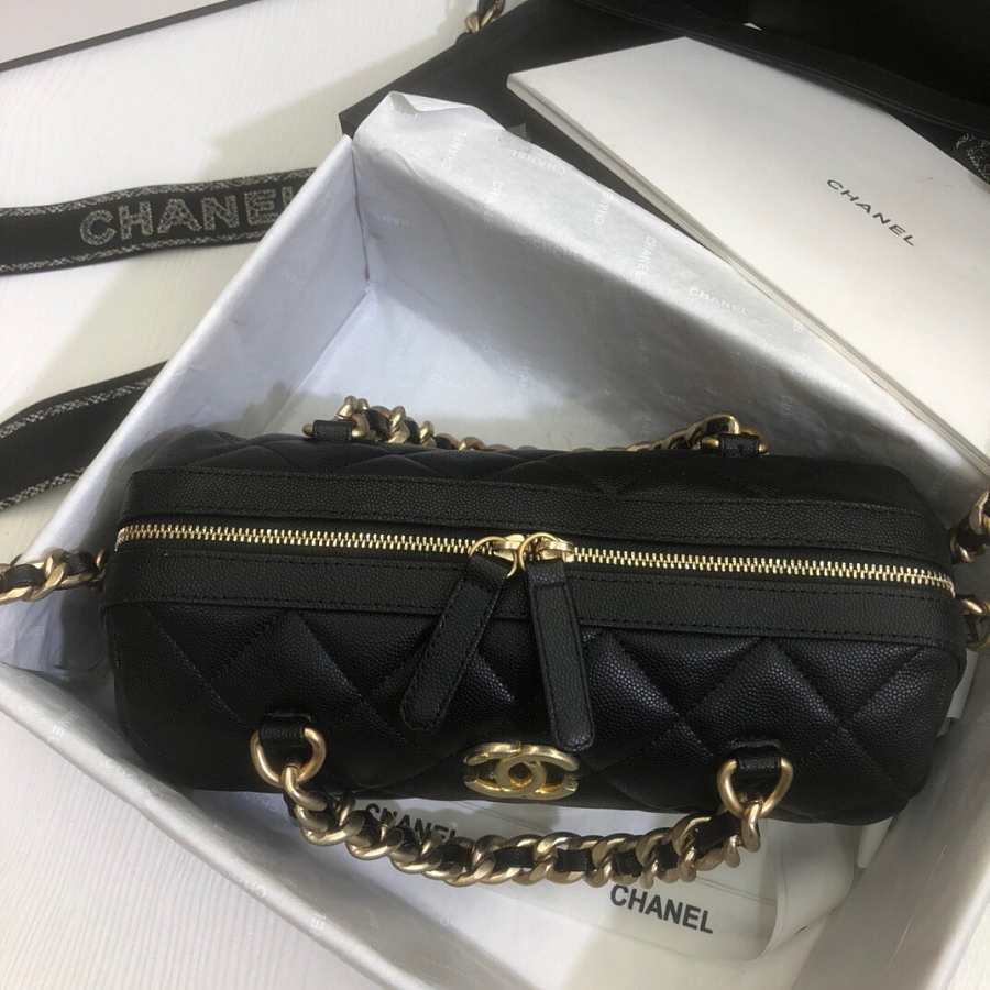 Ch**el extra mini bowling bag in black as1899 16 x 22 x 12 cm