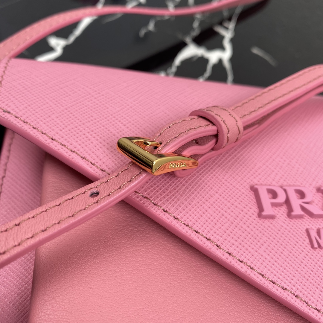 Pra*a mini saffiano leather bag pastel pink 1bp020 20 x 12 x 4 cm