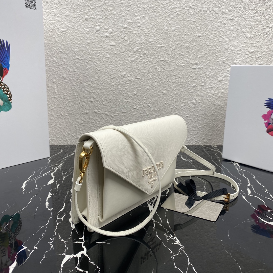Pra*a mini saffiano leather bag white 1bp020 20 x 12 x 4 cm