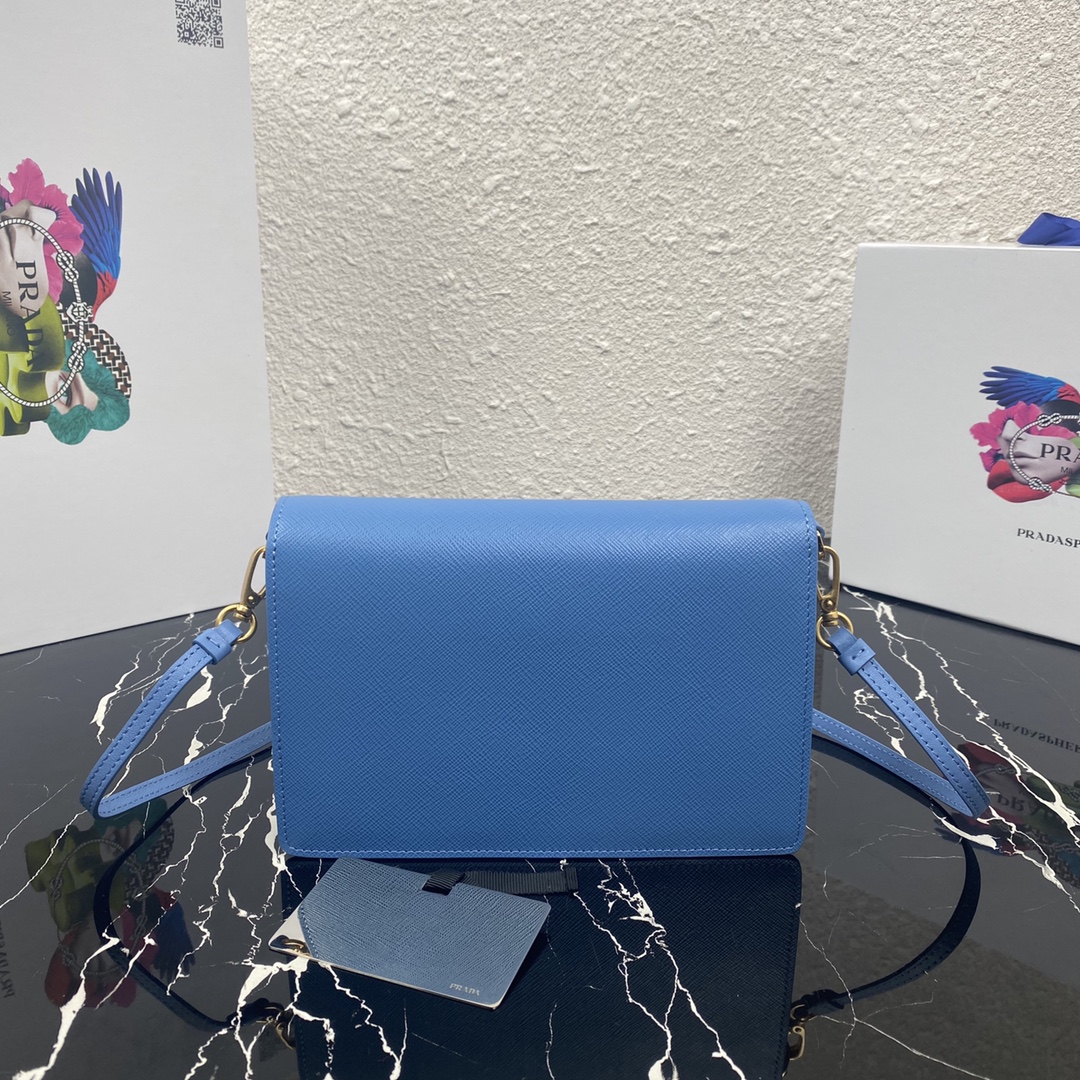 Pra*a mini saffiano leather bag astral blue 1bp020 20 x 12 x 4 cm