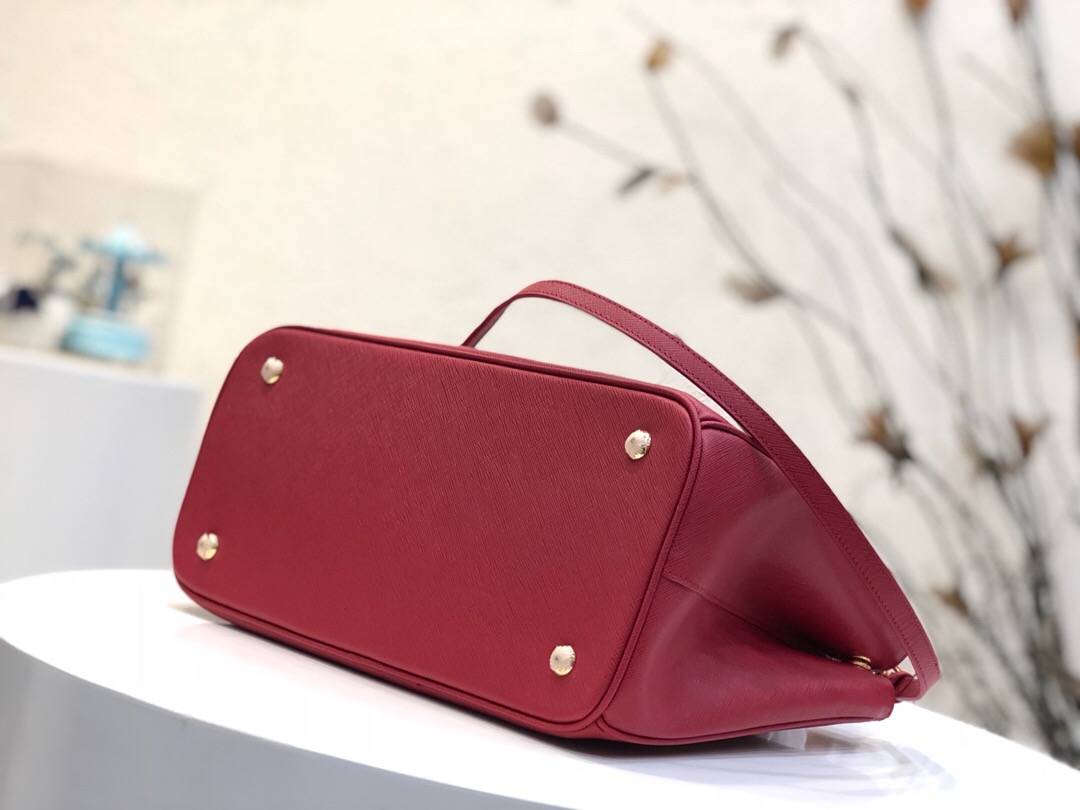 Pra*a large galleria saffiano leather bag fiery red 1ba274 32 × 24 × 14 cm