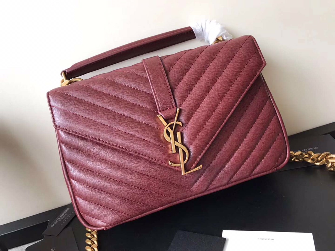 Y51 medium college in matelassÉ leather purple 600279 24 x 17 x 7 cm