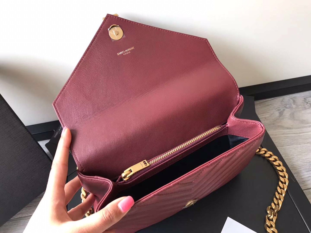 Y51 medium college in matelassÉ leather purple 600279 24 x 17 x 7 cm