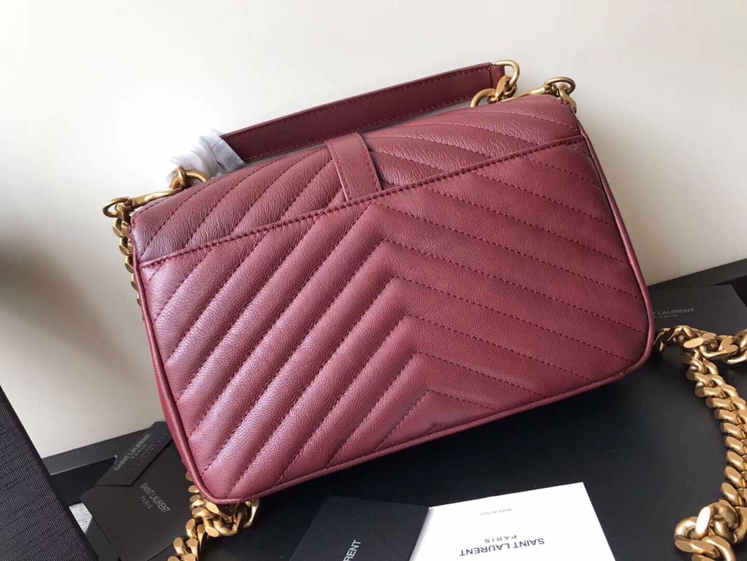 Y51 medium college in matelassÉ leather purple 600279 24 x 17 x 7 cm