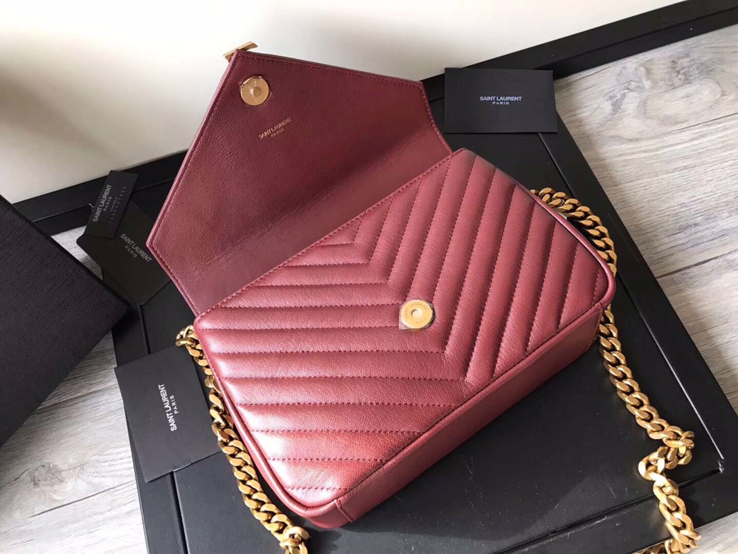 Y51 medium college in matelassÉ leather purple 600279 24 x 17 x 7 cm