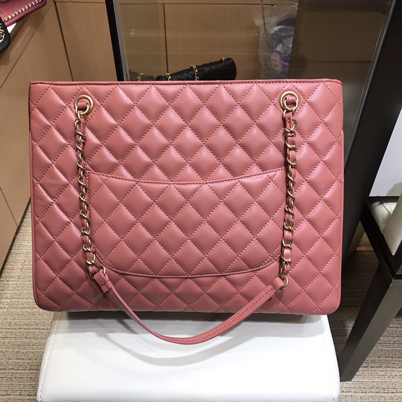 Ch**el large coco vintage timeless tote bag leather pink a57030 35 x 11 x 27 cm