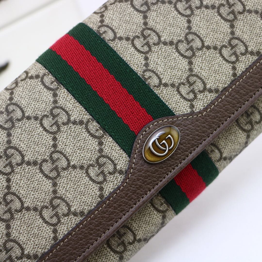 Gvc*1 ophidia gg chain wallet ebony gg svp*me canvas and beige 546592 19 x 10 x 3.5 cm