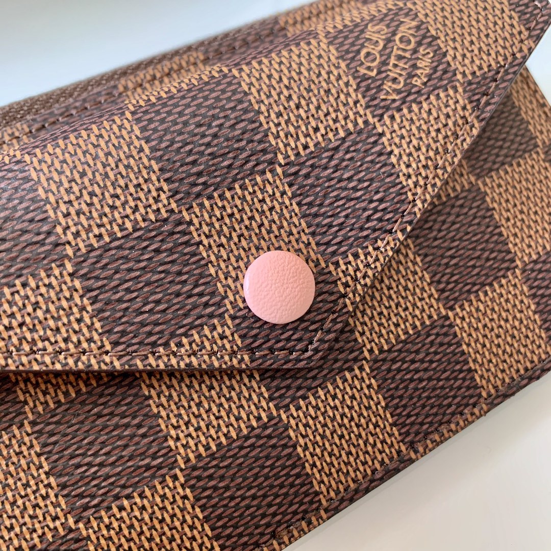 l0vis Vvtt0n card holder recto verso damier ebene canvas rose ballerine n60405 13 cm