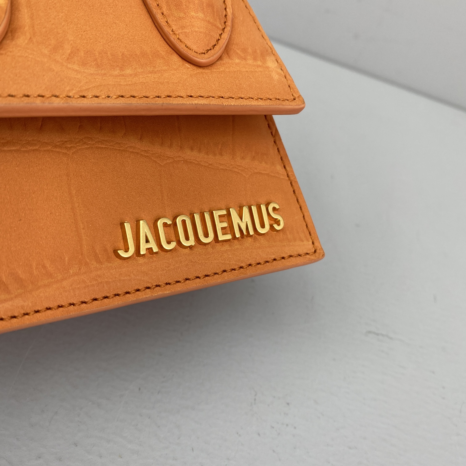 JACQUEMUS LE CHIQUITO Mini Crocodile Leather Bag Orange 213BA01 12 x 8 x 5 cm