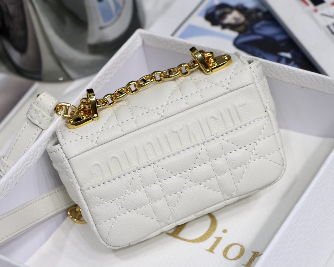 d10r micro caro bag S*pple cannage calfskin white s2022 13 x 8 x 4 cm