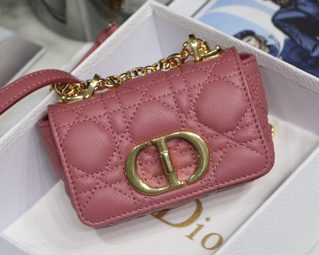 d10r micro caro bag S*pple cannage calfskin pink s2022 13 x 8 x 4 cm