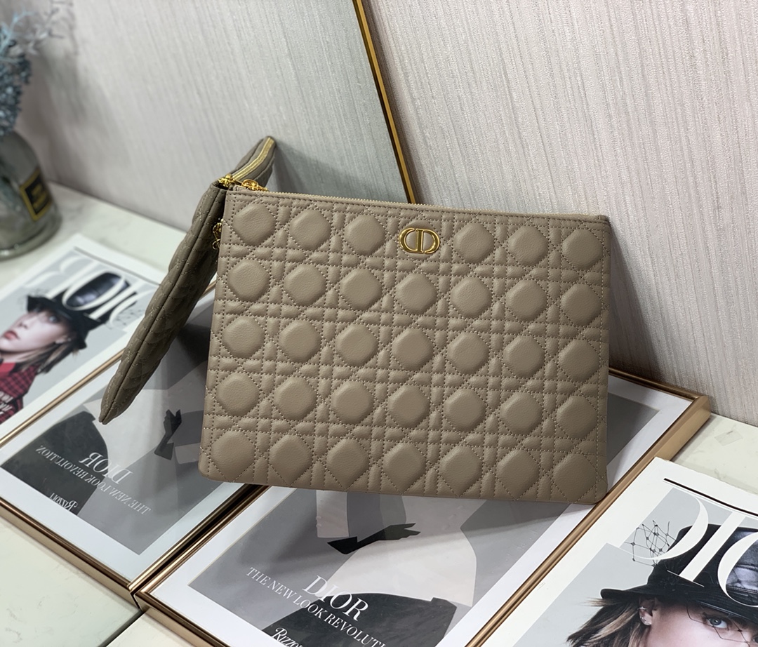 d10r large caro daily pouch S*pple cannage calfskin beige s5086 30 x 21.5cm