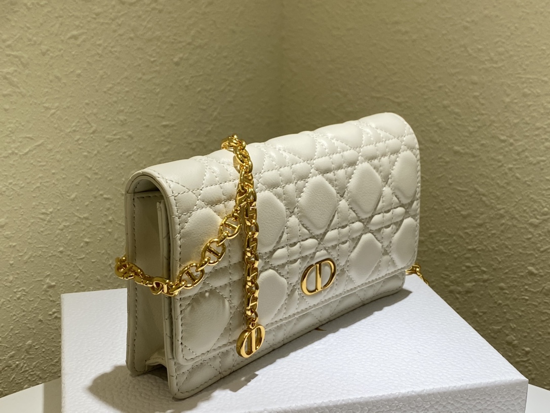 d10r caro belt pouch with chain S*pple cannage calfskin white s5091 20 x 11.5 x 3.5 cm