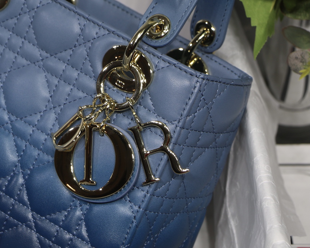 D10r lady D10r my abcD10r bag gradient cannage lambskin indigo blue m0538 20 × 16.5 × 8 cm