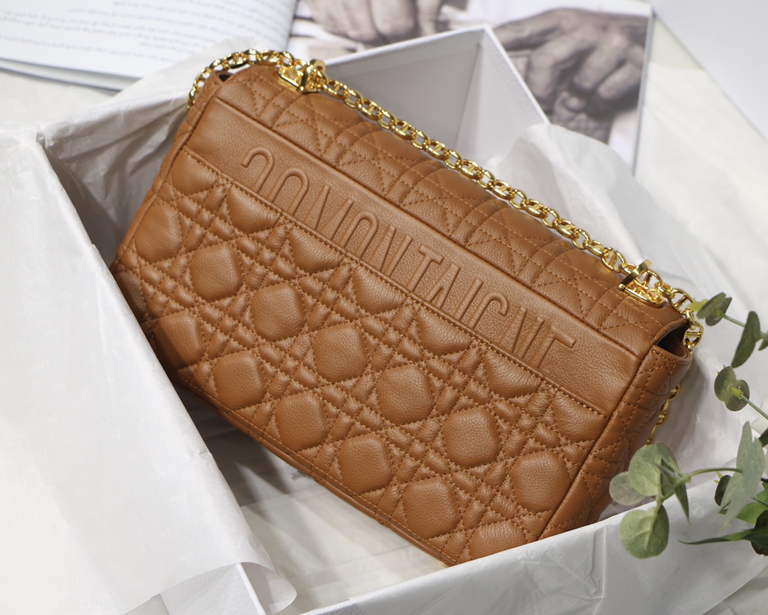 d10r large caro bag S*pple cannage calfskin caramel m9243 28 x 17 x 9 cm