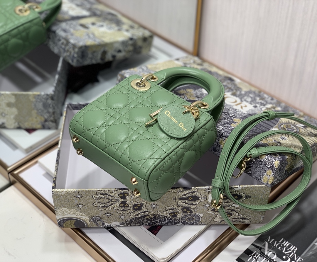 D10r micro lady D10r bag lambskin dark mint s0856 12cm