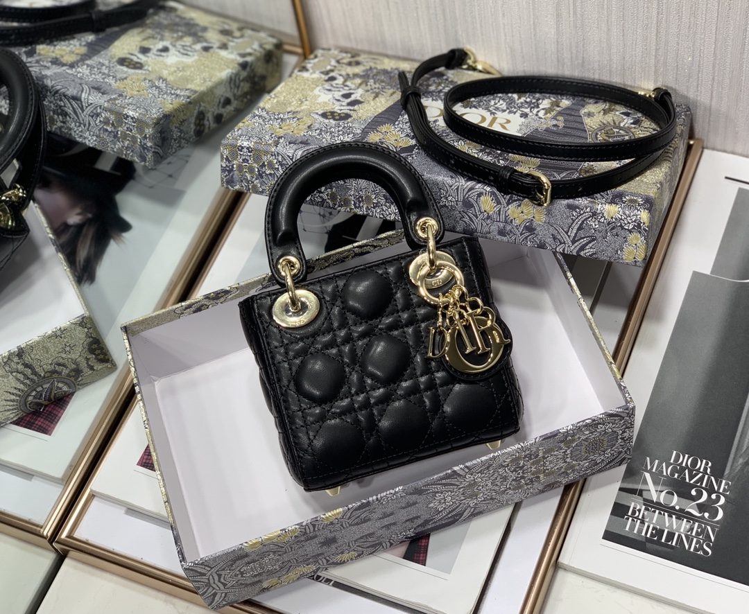 D10r micro lady D10r bag lambskin black s0856 12cm