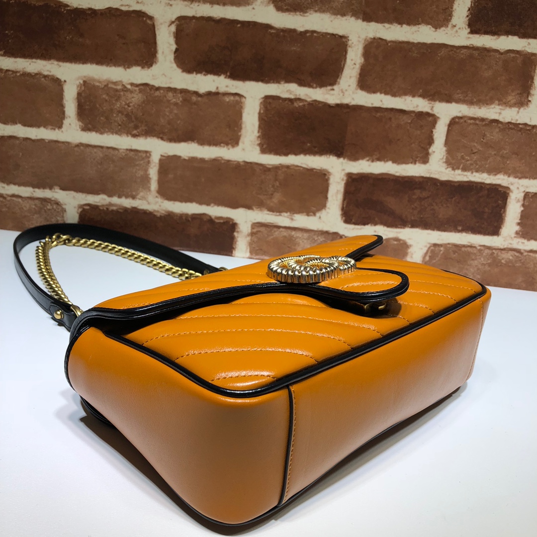 Gvc*1 gg marmont small shoulder bag brown/black 443497 26 x 15 x 7 cm