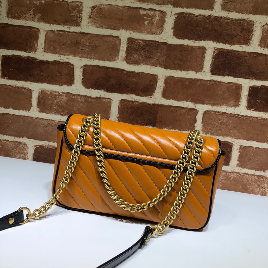 Gvc*1 gg marmont small shoulder bag brown/black 443497 26 x 15 x 7 cm