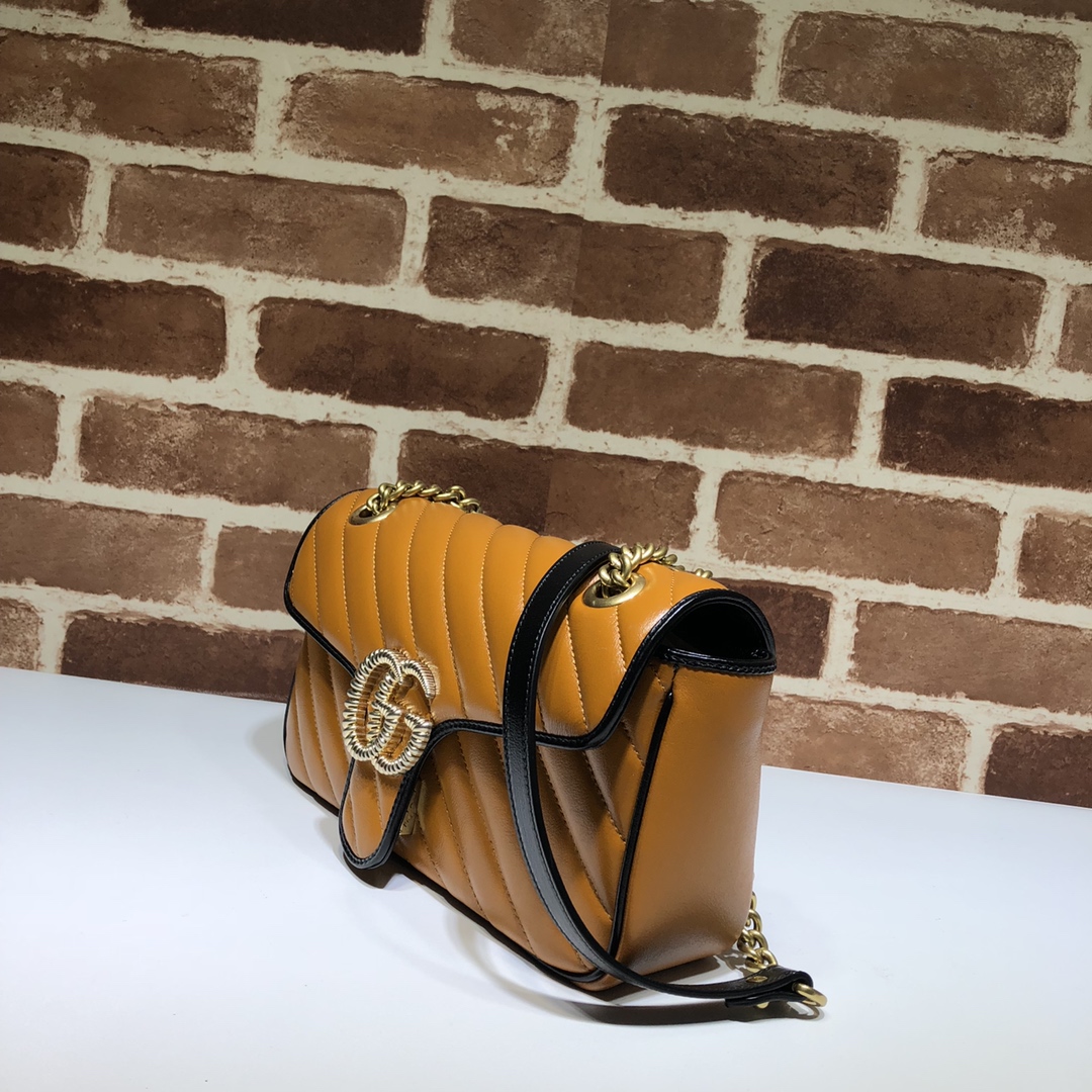 Gvc*1 gg marmont small shoulder bag brown/black 443497 26 x 15 x 7 cm