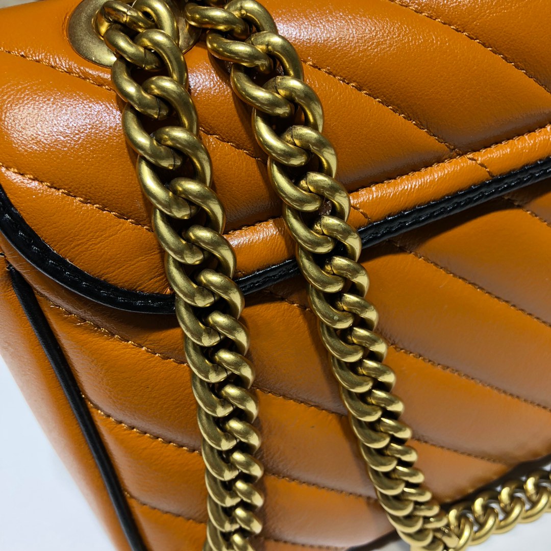 Gvc*1 gg marmont small shoulder bag brown/black 443497 26 x 15 x 7 cm