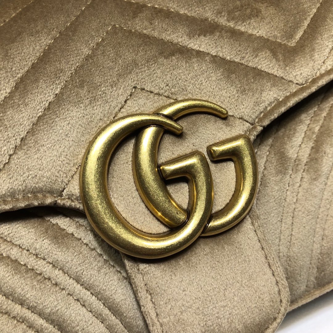Gvc*1 gg marmont small shoulder bag velvet light beige 443497 26 x 15 x 7 cm