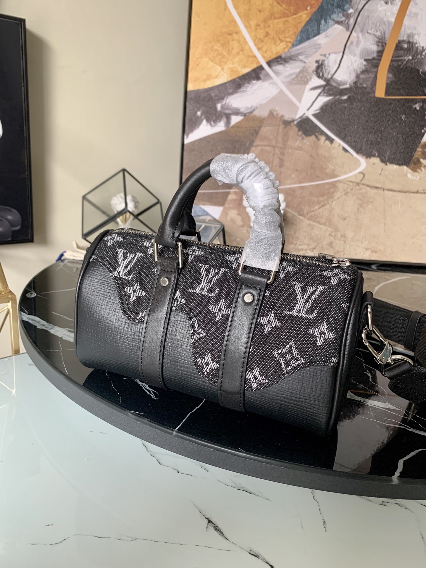 l0vis Vvtt0n keepol xs monogram denim black m81011 20 x 10 x 5 cm