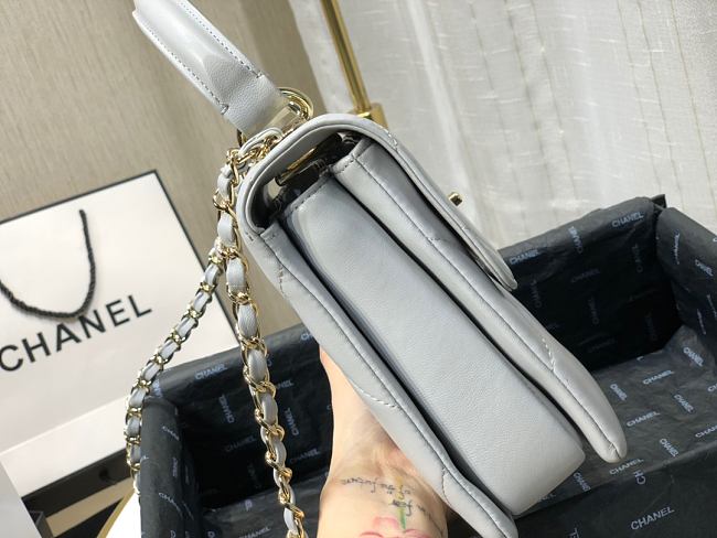 Ch**el small flap bag with top handle grey a92236 25cm