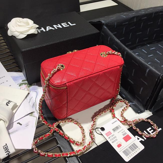 Ch**el cosmetic bag red as1341 16 × 8 × 10cm