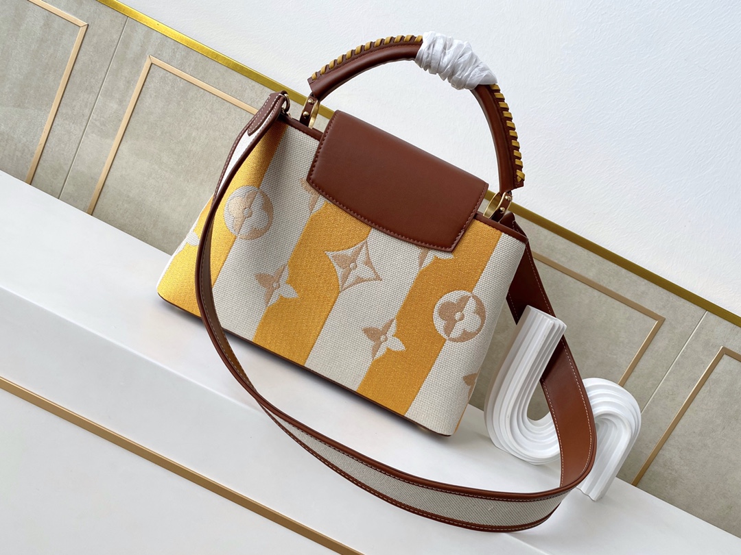 l0vis Vvtt0n capucines mm two-color braided yellow 31.5 × 20 × 11 cm
