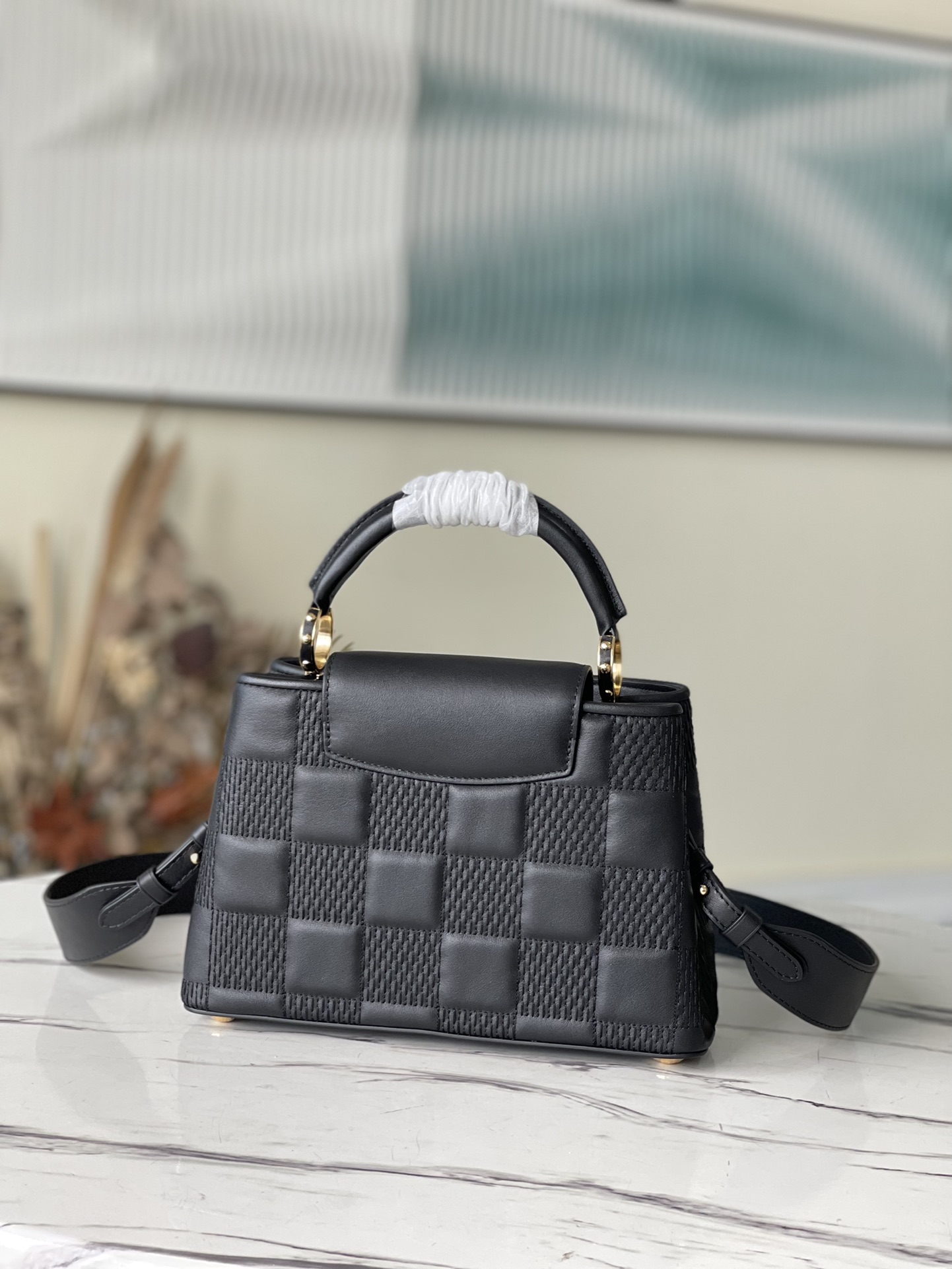 l0vis Vvtt0n capucines bb damier quilt lambskin black m59225 27 x 18 x 9 cm