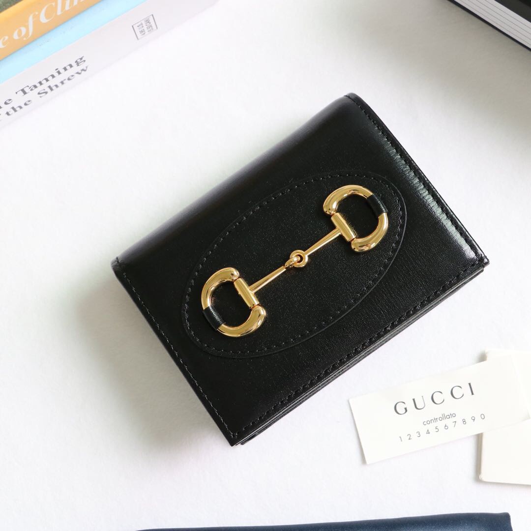 Gvc*1 horsebit 1955 card case wallet leather black 621887 11 x 8.5 x 3 cm