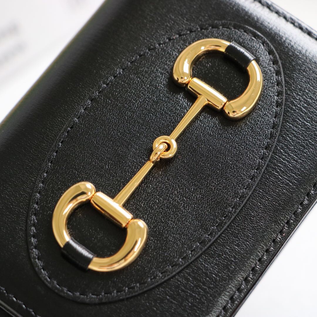 Gvc*1 horsebit 1955 card case wallet leather black 621887 11 x 8.5 x 3 cm