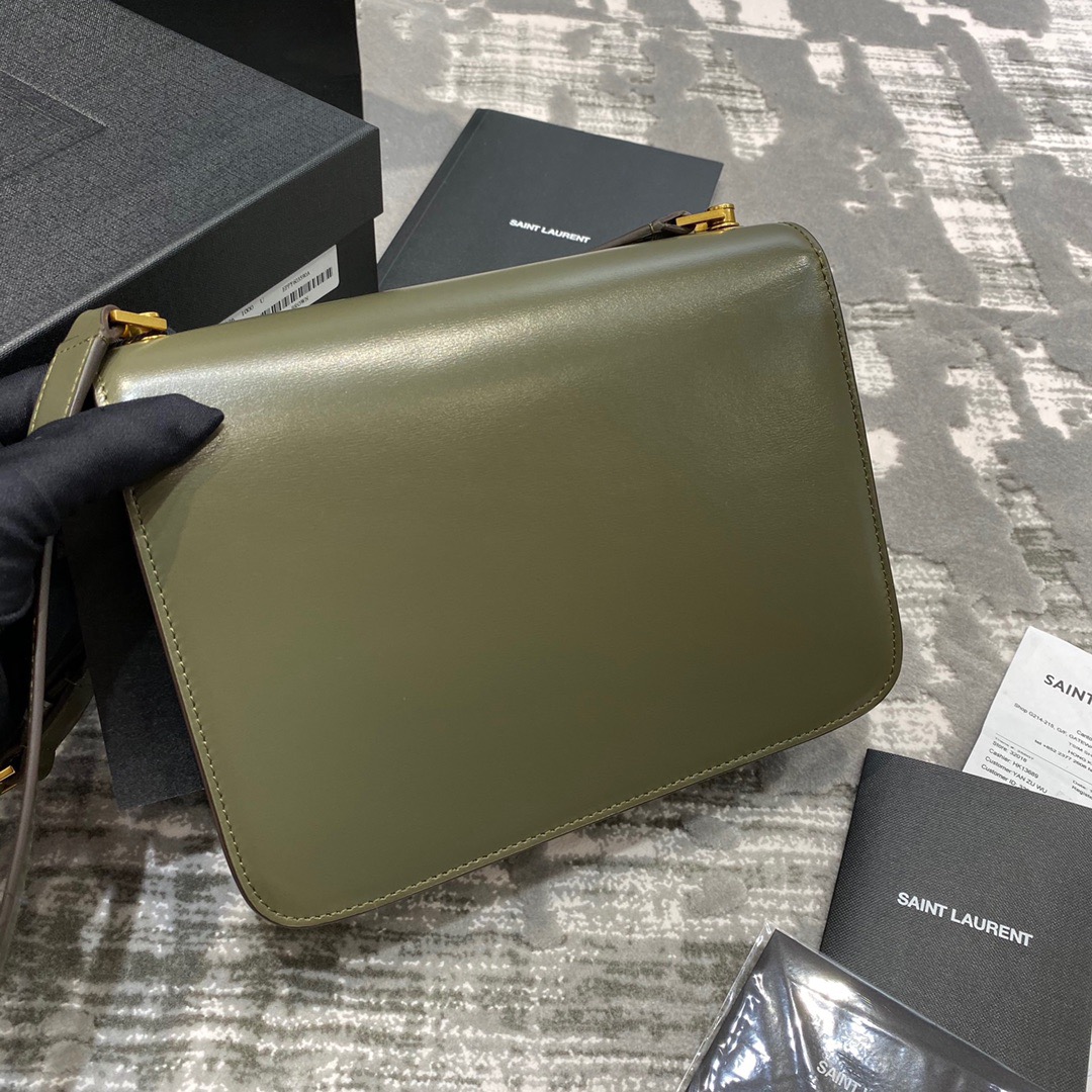 Y51 le carre satchel in box olive green 6332141 23 x 17.5 x 6.5 cm