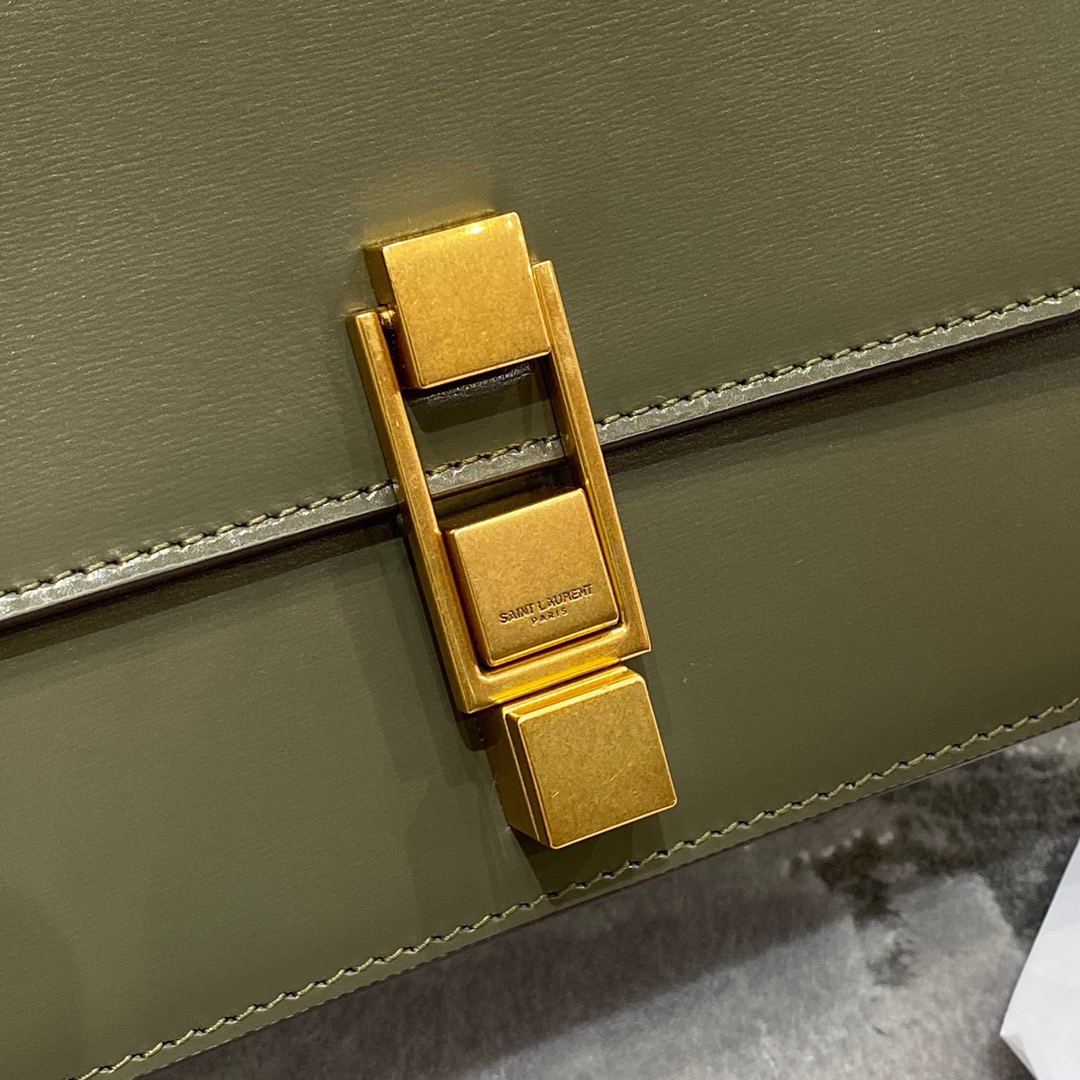 Y51 le carre satchel in box olive green 6332141 23 x 17.5 x 6.5 cm