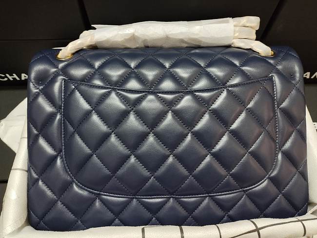 Ch**el flap bag lambskin leather gold chain navy a1113 30cm