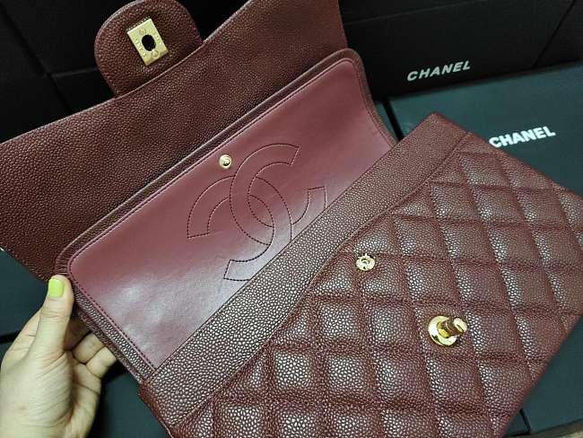 Ch**el flap bag caviar leather gold chain red a1113 30cm