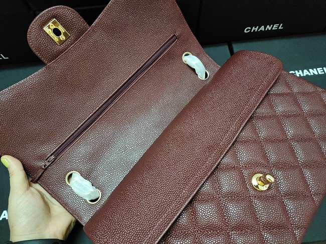 Ch**el flap bag caviar leather gold chain red a1113 30cm