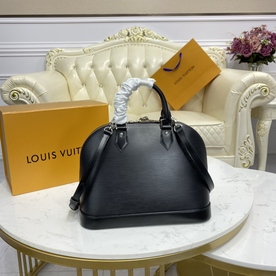l0vis Vvtt0n alma bb stripe epi leather noir - m40862 - 24x11.5x18cm