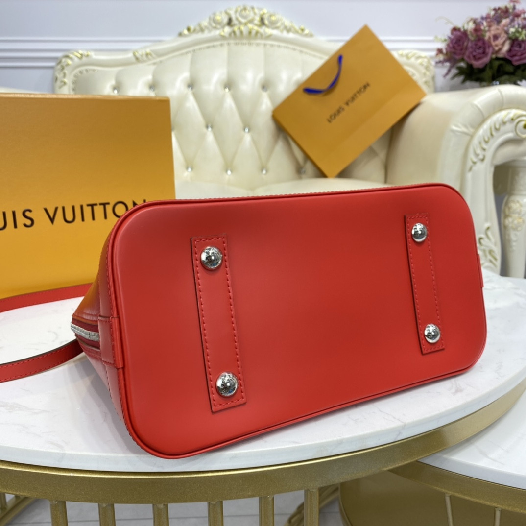 l0vis Vvtt0n alma bb stripe epi leather noir coquelicot - m40862 - 24x11.5x18cm