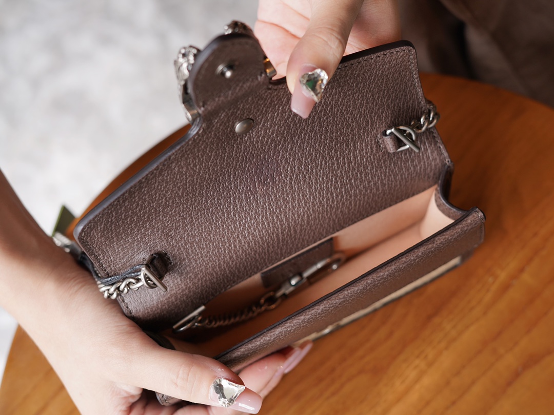 gvc*1 dionysus S*per mini leather bag beige and brown 476432 - 16.5x10x4cm