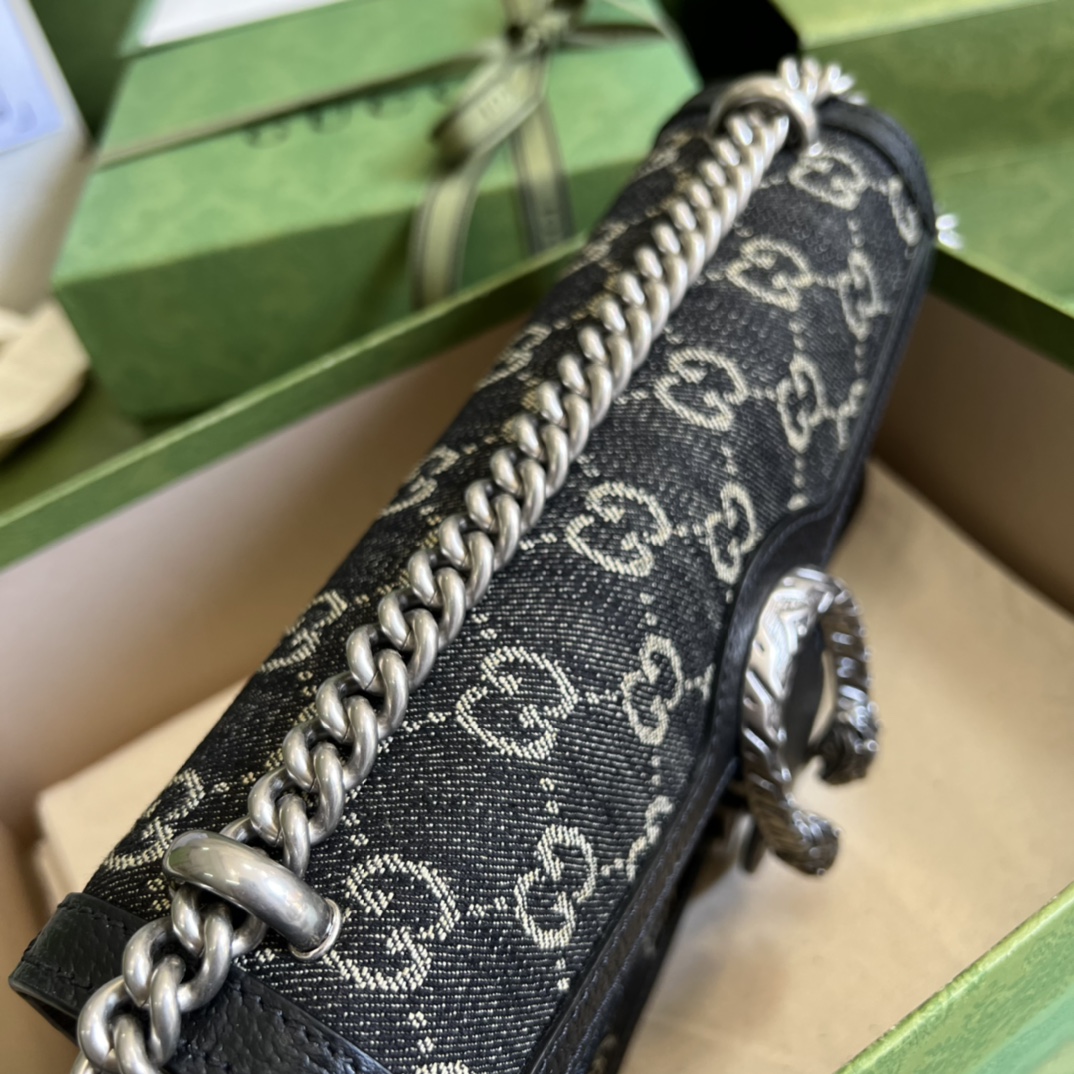 Gvc*1 dionysus small jacquard black and ivory denim 499623 - 25x13.5x7cm