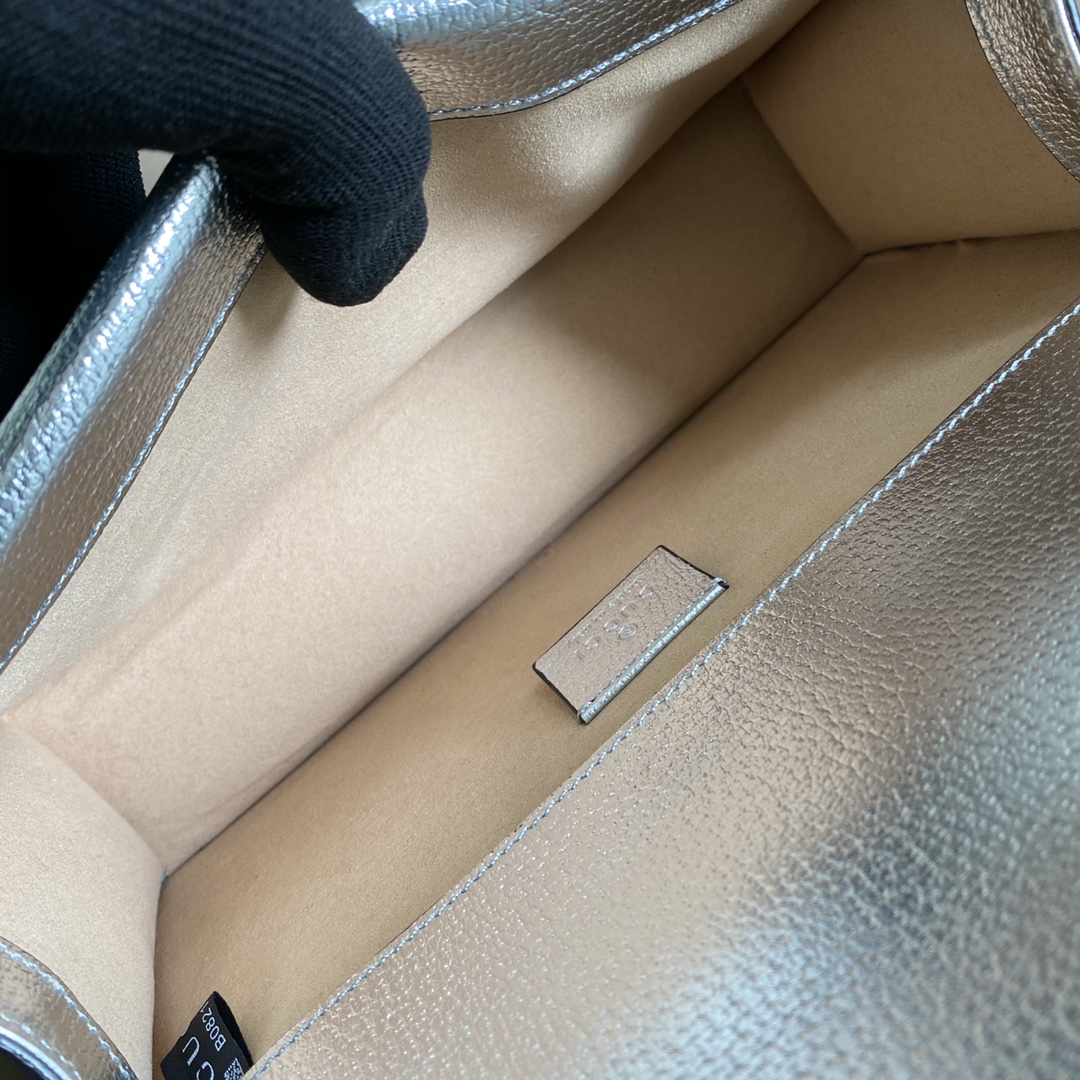 Gvc*1 dionysus small shoulder bag silver lamé leather 499623 - 25x13.5x7cm